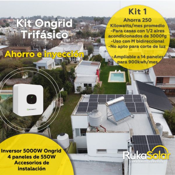 Kits de paneles solares con conexión a red externa Trifásica (Ongrid) - Imagen 2