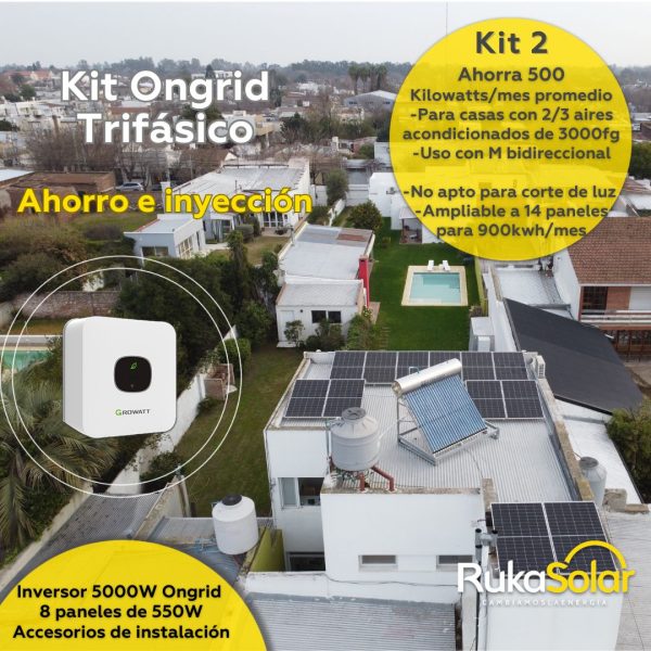 Kits de paneles solares con conexión a red externa Trifásica (Ongrid) - Imagen 3