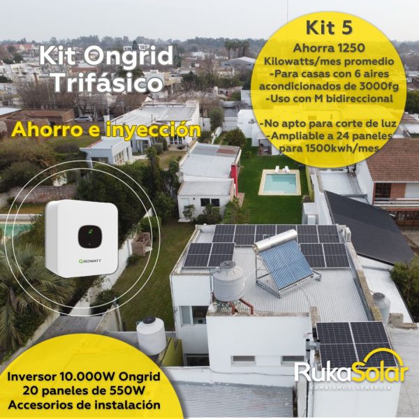 Kits de paneles solares con conexión a red externa Trifásica (Ongrid) - Imagen 6